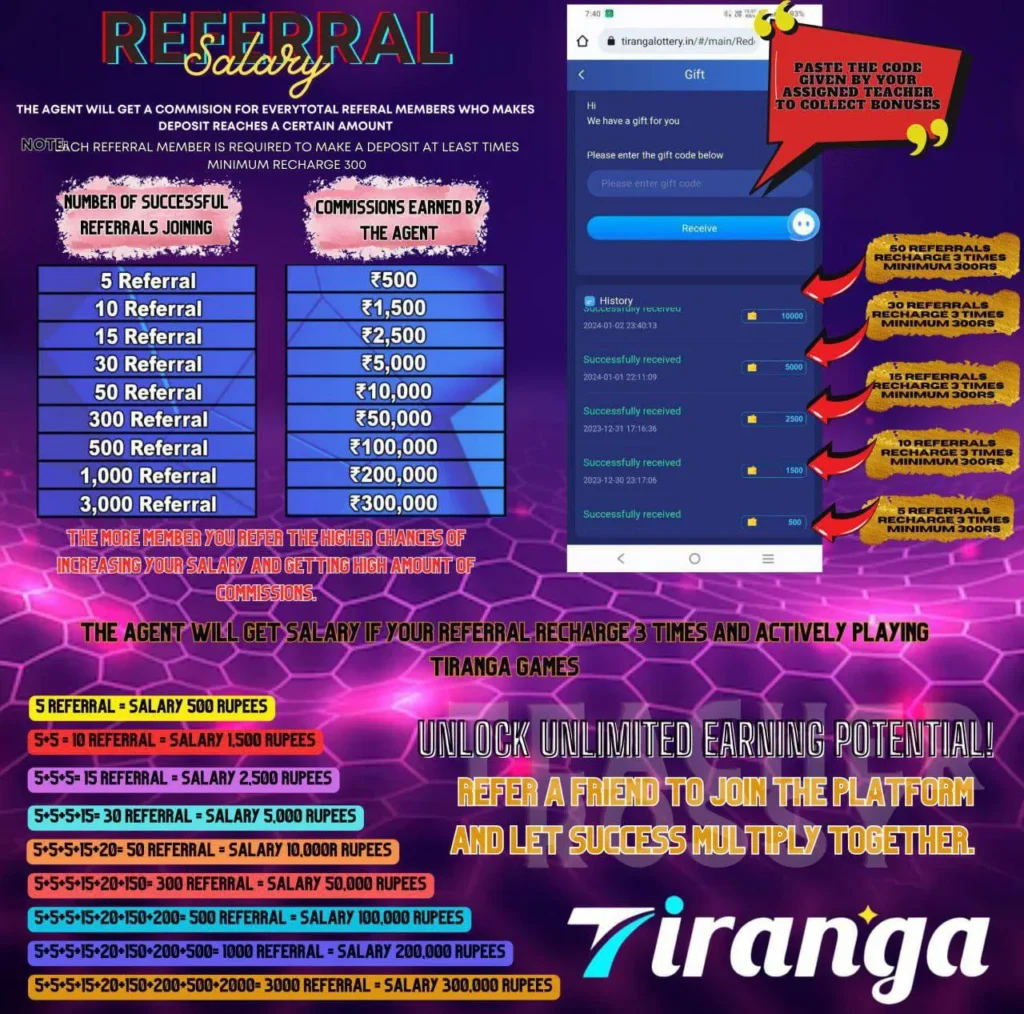 TIRANGA GAMES FIRST DEPOSIT EVENT REFERRAL​